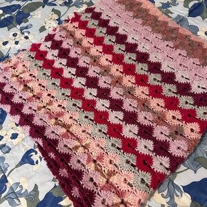 Crochet Blanket in Pink, Red, & Purple Tones